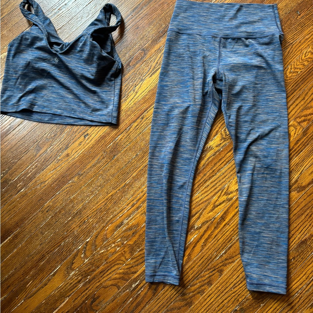 Athleta transcend tight 7/8 and matching transcend v neck top